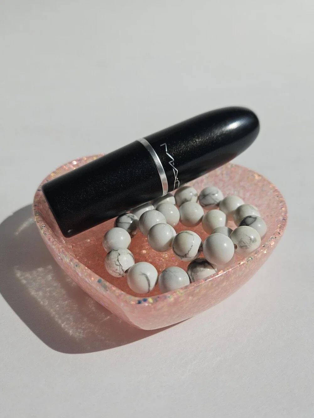 Handmade Pink Glitter Mini Heart Dish Princess Decor Girly Cute Tray Fairycore